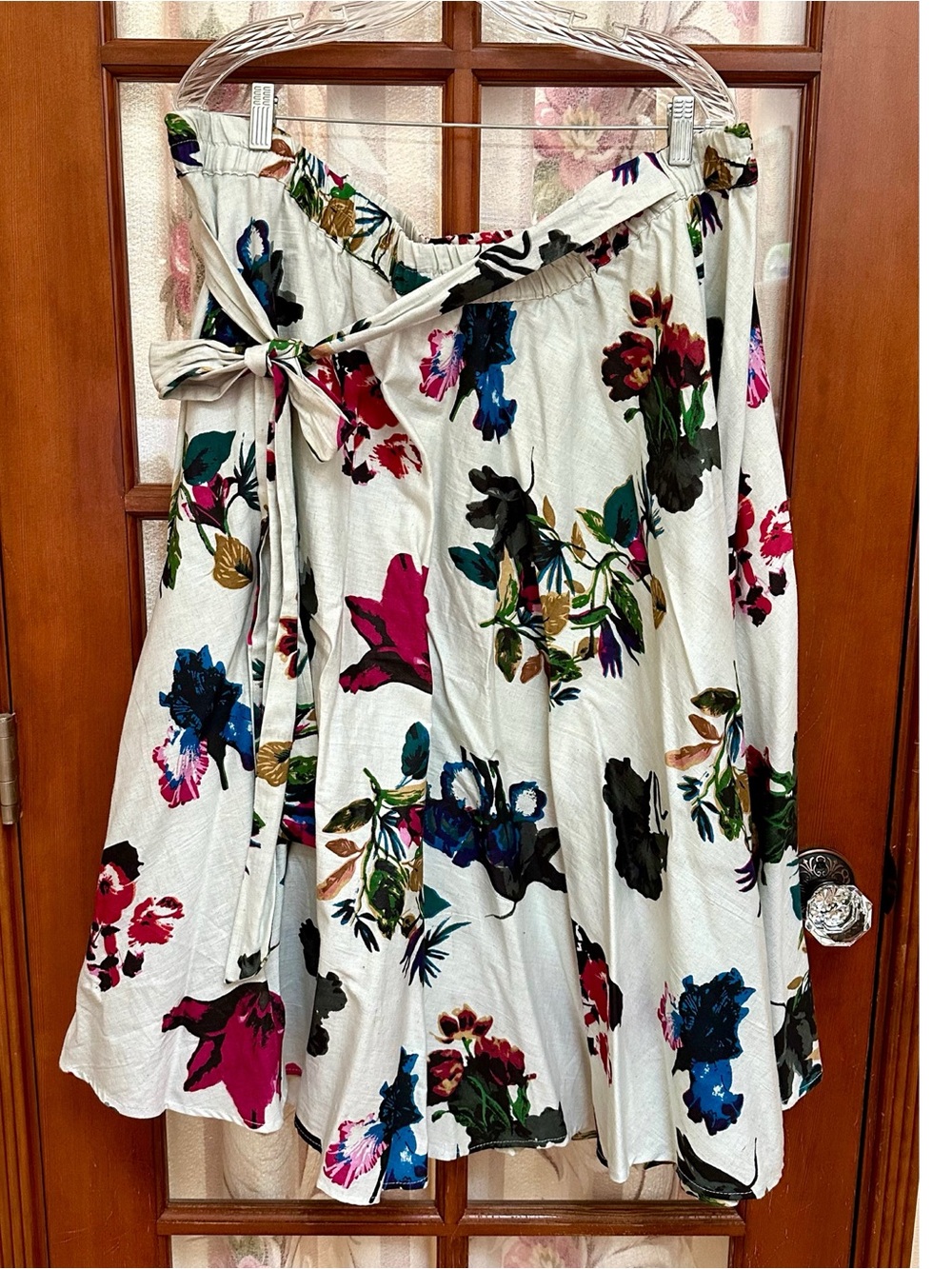 Linen circle Skirt with vibrant florals